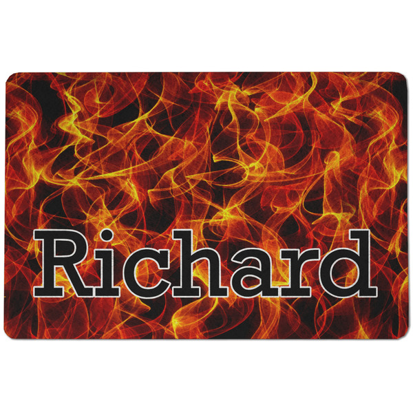 Custom Fire Dog Food Mat w/ Name or Text