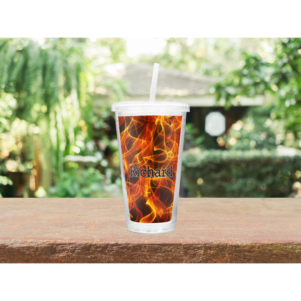 Fire Double Wall Tumbler with Straw Lifestyle