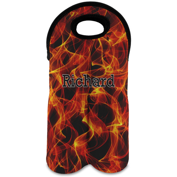 Custom Fire Wine Tote Bag (2 Bottles) (Personalized)