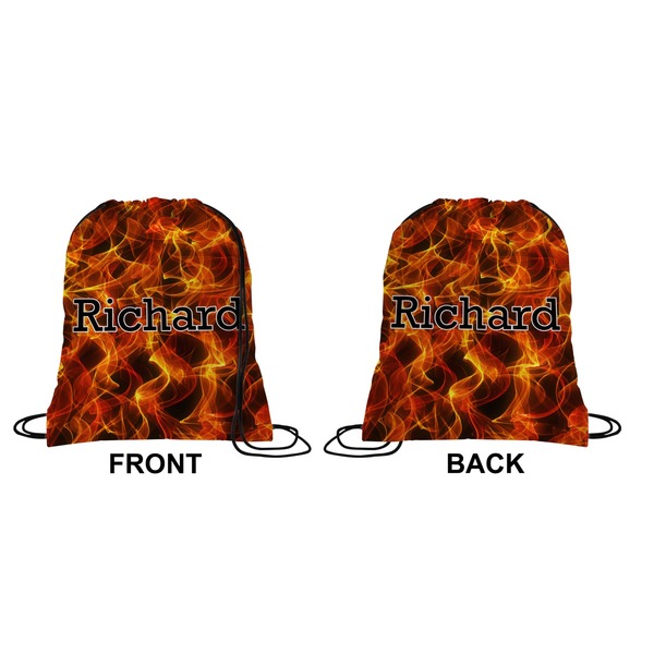 Fire Drawstring Backpack Front & Back Medium
