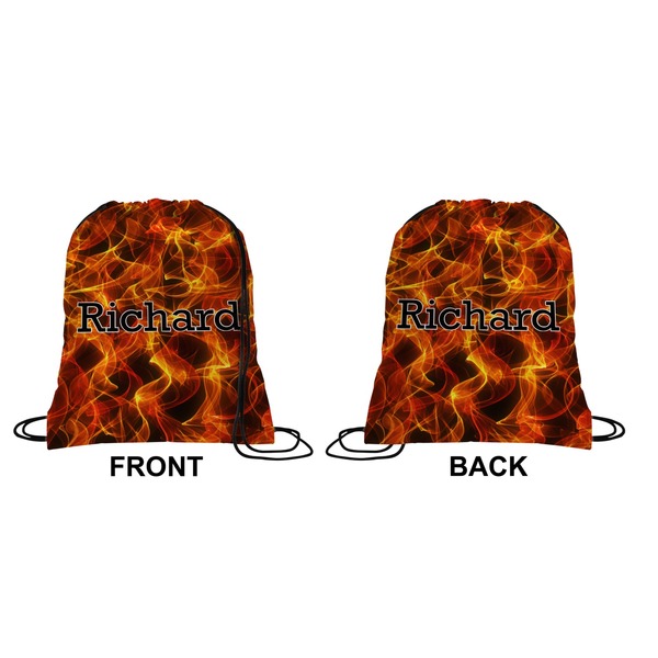 Fire Drawstring Backpack Front & Back Small