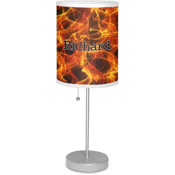 Custom Fire 7" Drum Lamp with Shade Linen (Personalized)