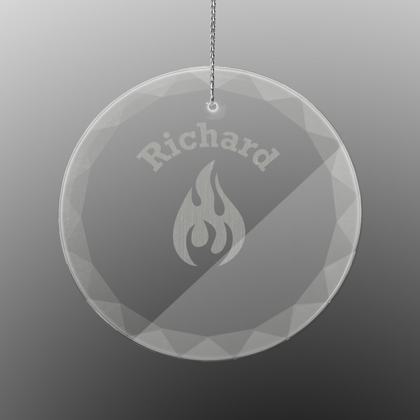 Custom Fire Engraved Glass Ornament - Round (Personalized)