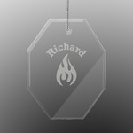 Fire Engraved Glass Ornament - Octagon (Personalized)