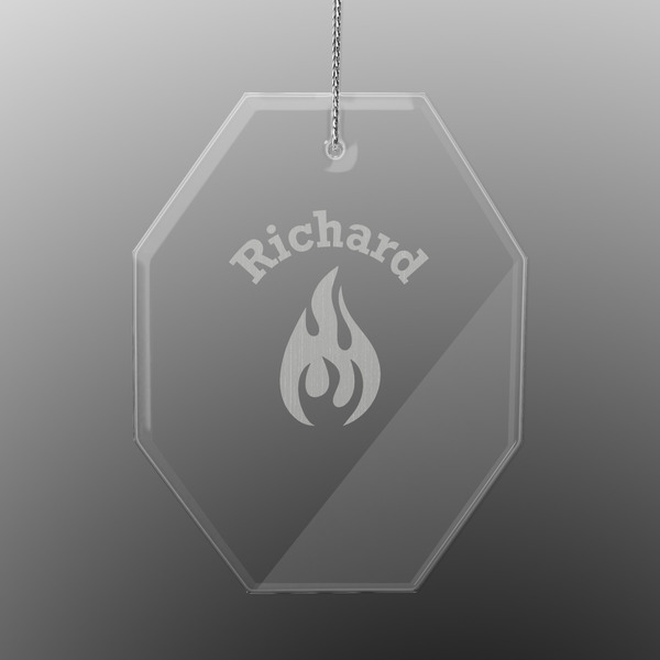 Custom Fire Engraved Glass Ornament - Octagon (Personalized)