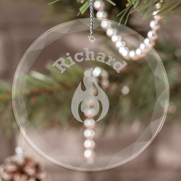 Custom Fire Engraved Glass Ornament (Personalized)