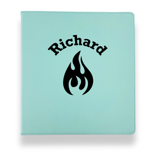 Custom Fire Leather Binder - 1" - Teal (Personalized)