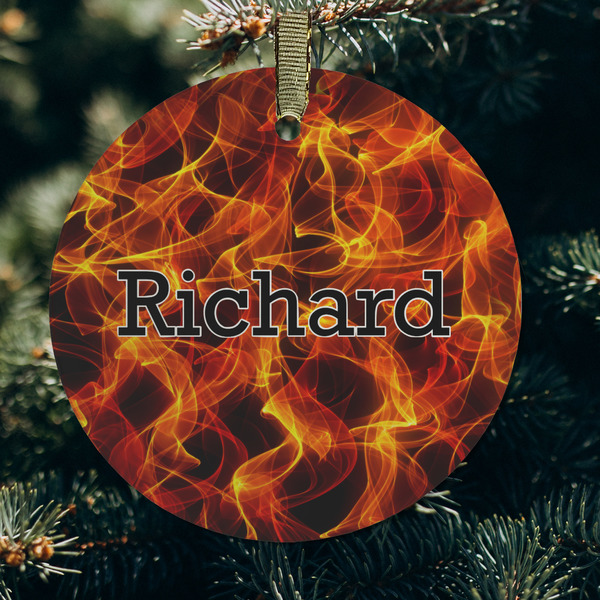 Fire Frosted Glass Ornament - Round (Lifestyle)