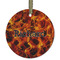 Fire Flat Glass Ornament - Round w/ Name or Text