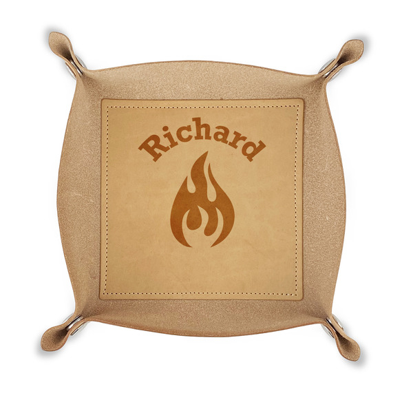 Custom Fire Genuine Leather Dice Tray (Personalized)