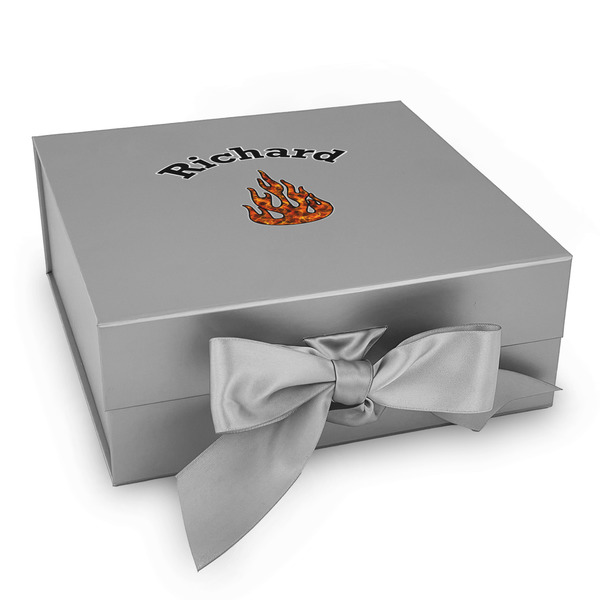 Custom Fire Gift Box with Magnetic Lid - Silver (Personalized)