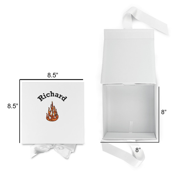 Fire Gift Boxes with Magnetic Lid - White - Open & Closed
