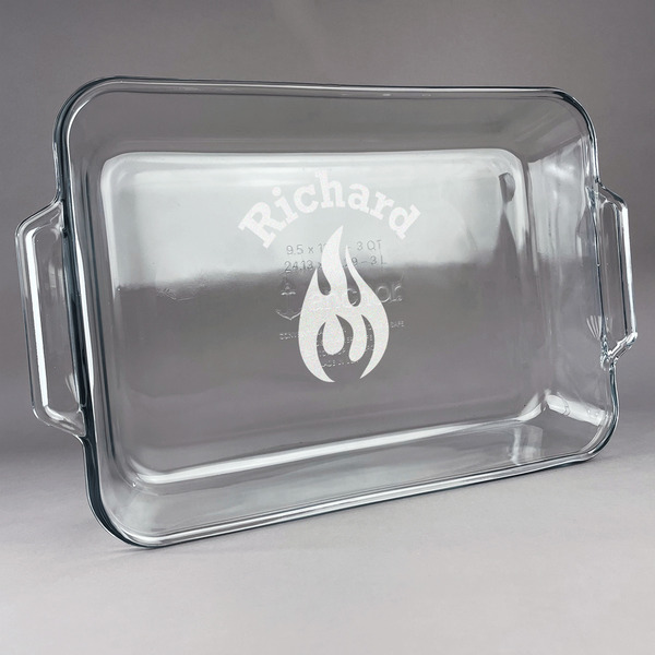 Custom Fire Glass Baking Dish with Truefit Lid - 13in x 9in (Personalized)