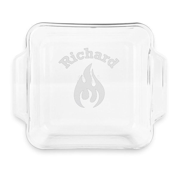Custom Fire Glass Cake Dish with Truefit Lid - 8in x 8in (Personalized)