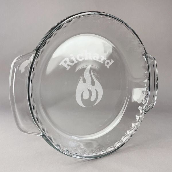 Custom Fire Glass Pie Dish - 9.5in Round (Personalized)
