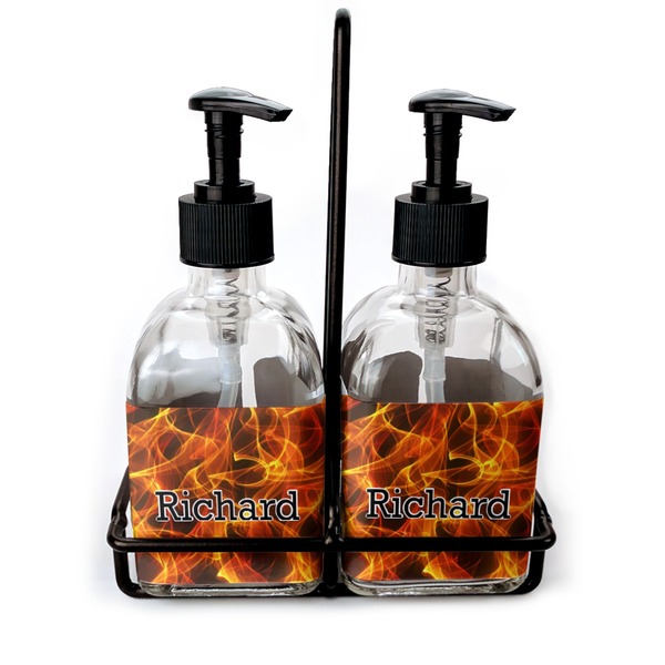 Custom Fire Glass Soap & Lotion Bottle Set (Personalized)