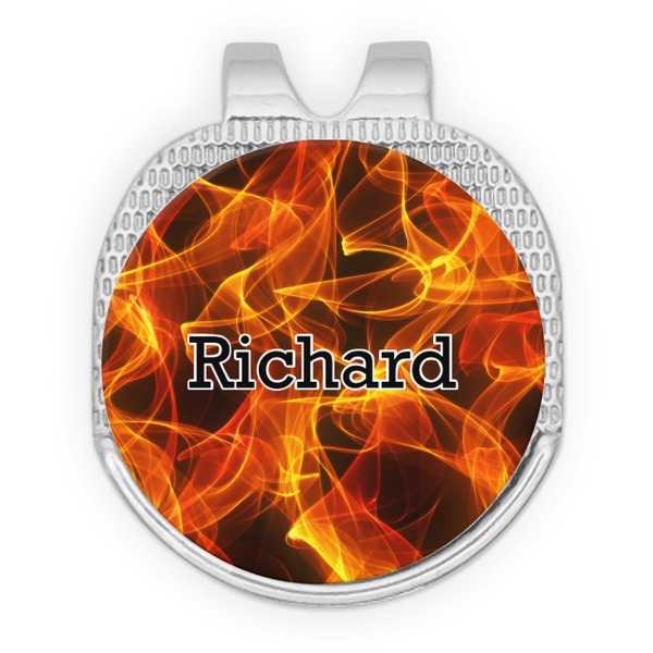 Custom Fire Golf Ball Marker - Hat Clip - Silver
