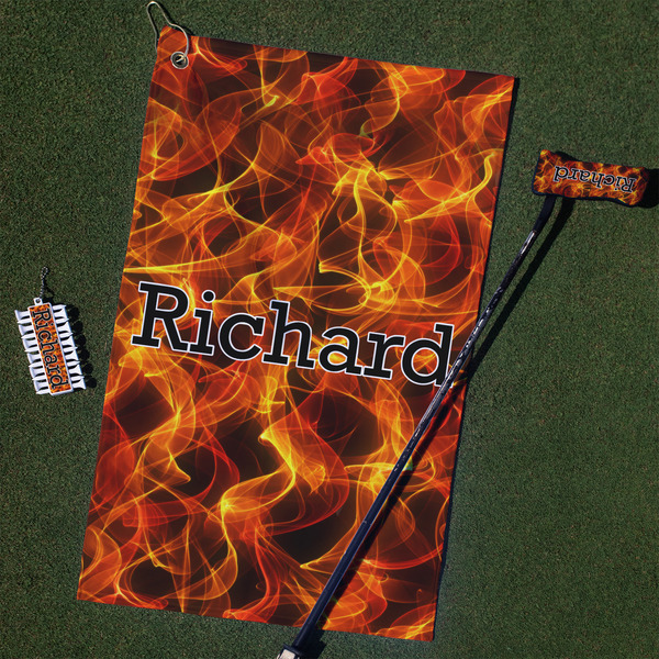 Custom Fire Golf Towel Gift Set (Personalized)