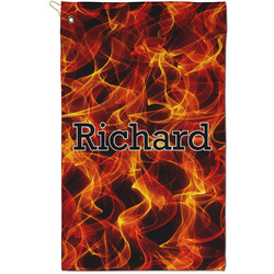 Fire Golf Towel - Poly-Cotton Blend - Small w/ Name or Text