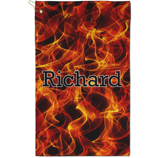 Custom Fire Golf Towel - Poly-Cotton Blend - Small w/ Name or Text