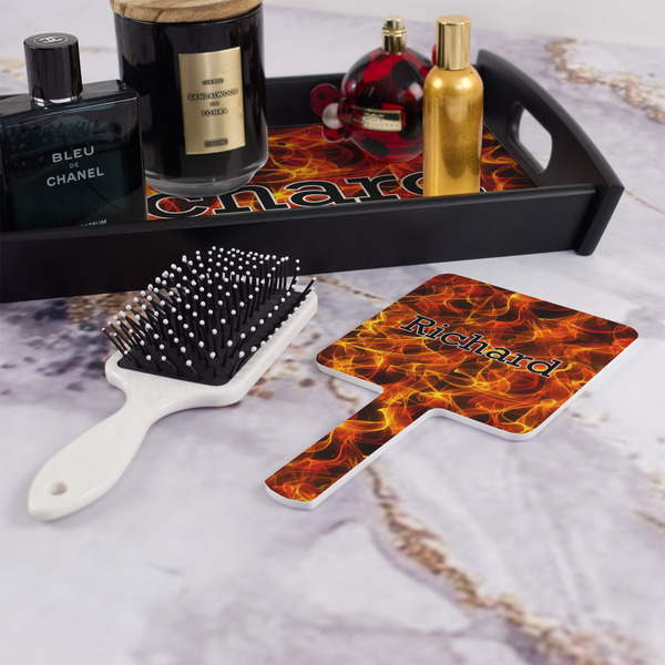 Fire Hand Mirror - With Hair Brush
