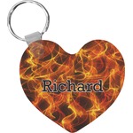 Fire Heart Plastic Keychain w/ Name or Text