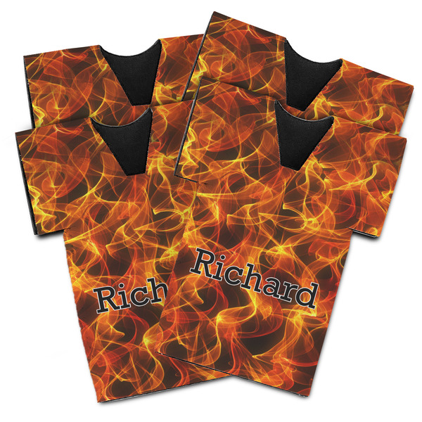 Custom Fire Jersey Bottle Cooler - Set of 4 (Personalized)