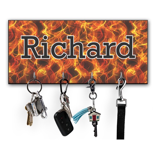Custom Fire Key Hanger w/ 4 Hooks w/ Name or Text