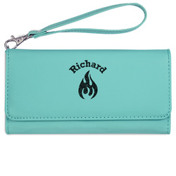 Fire Ladies Leatherette Wallet - Laser Engraved- Teal (Personalized)