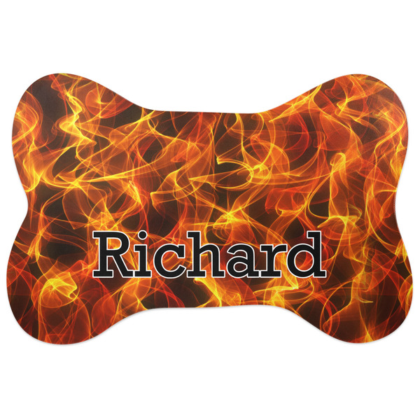 Custom Fire Bone Shaped Dog Food Mat (Personalized)