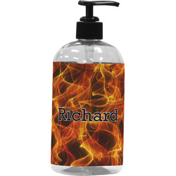 Fire Plastic Soap / Lotion Dispenser (16 oz - Large - Black) (Personalized)