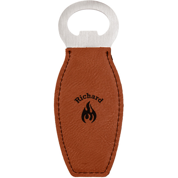 Custom Fire Leatherette Bottle Opener - Double Sided (Personalized)