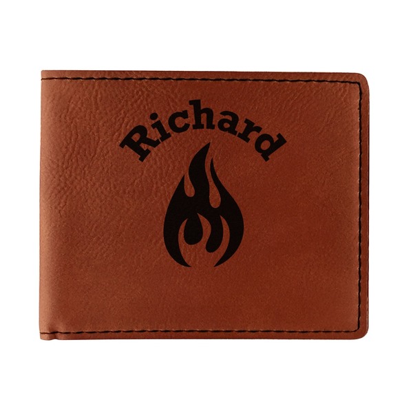 Custom Fire Leatherette Bifold Wallet (Personalized)