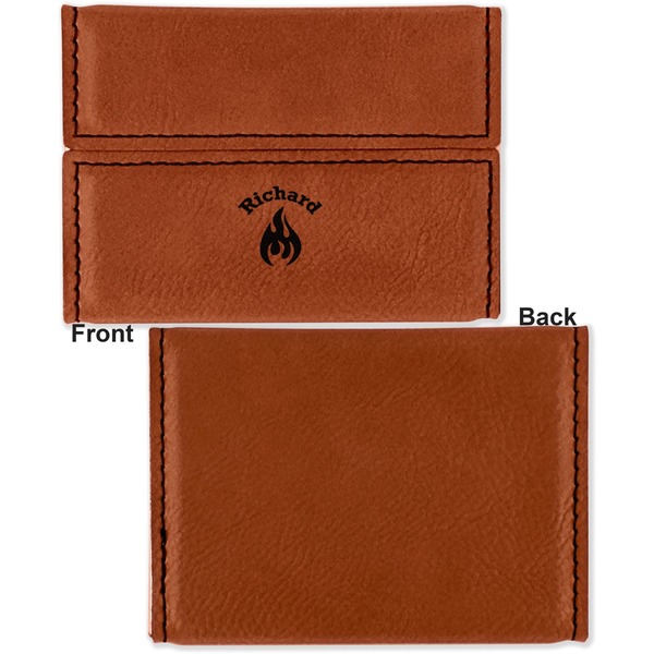 Fire Leather Business Card Holder Front Back Single Sided - Apvl