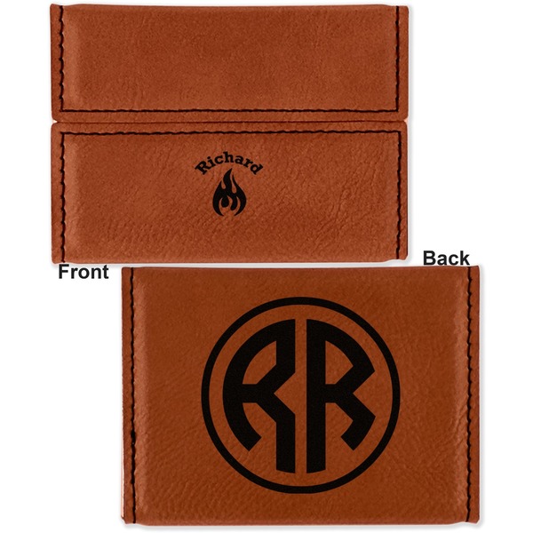 Fire Leather Business Card Holder - Front Back