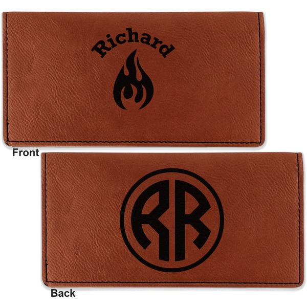 Fire Leather Checkbook Holder Front and Back