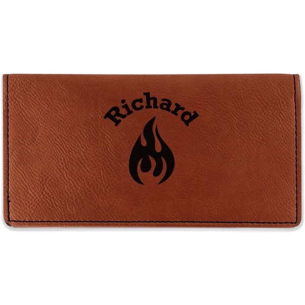 Custom Fire Leatherette Checkbook Holder - Double Sided (Personalized)