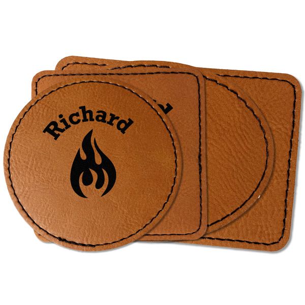 Custom Fire Faux Leather Iron On Patch (Personalized)