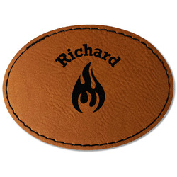 Fire Faux Leather Iron On Patch - Oval (Personalized)
