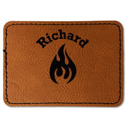 Fire Faux Leather Iron On Patch - Rectangle (Personalized)