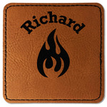 Fire Faux Leather Iron On Patch - Square (Personalized)