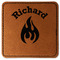 Fire Faux Leather Iron On Patch - Square (Personalized)