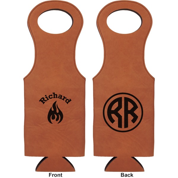 Fire Leatherette Wine Tote Double Sided - Front and Back