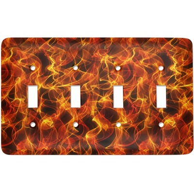 Fire Light Switch Cover (4 Toggle Plate) (Personalized)