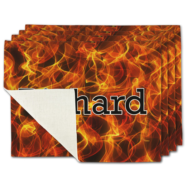 Custom Fire Single-Sided Linen Placemat - Set of 4 w/ Name or Text
