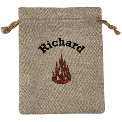 Fire Medium Burlap Gift Bag - Front (Personalized)