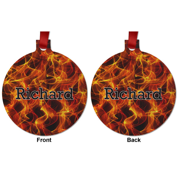 Fire Metal Ball Ornament - Front and Back