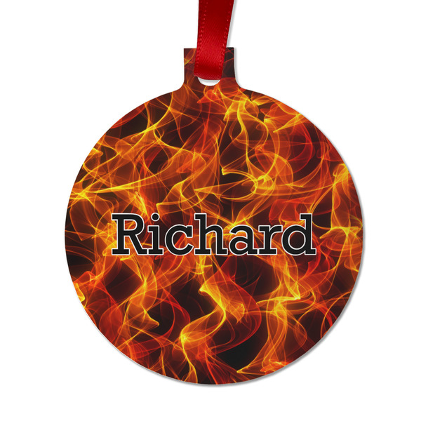 Custom Fire Metal Ball Ornament - Double Sided w/ Name or Text
