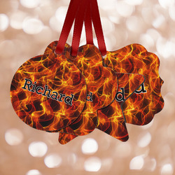 Fire Metal Ornaments - Double Sided w/ Name or Text
