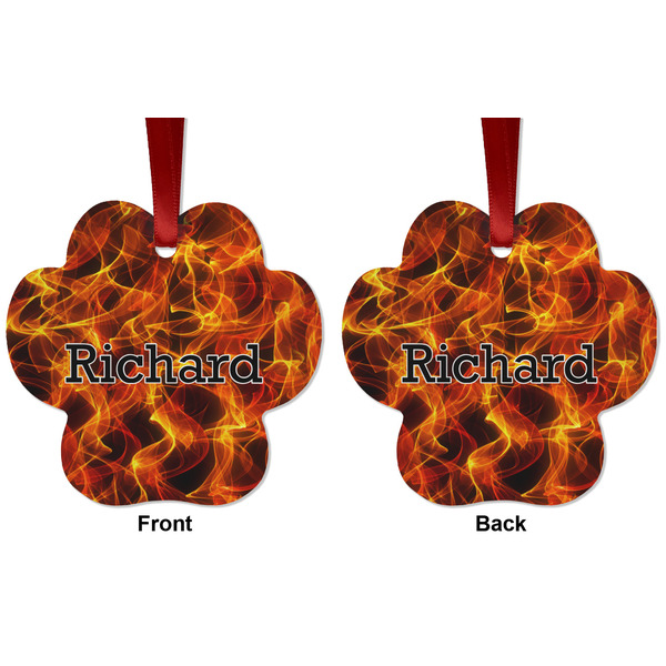 Fire Metal Paw Ornament - Front and Back